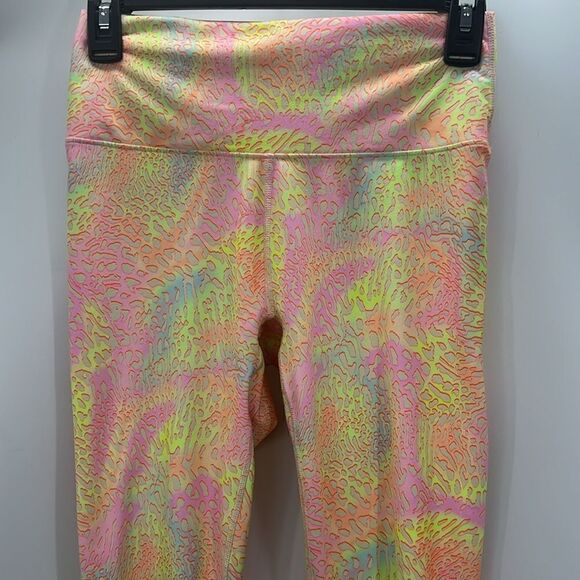 Fabletics powerhold XS multi color leggings pink orange lime - Picture 1 of 5